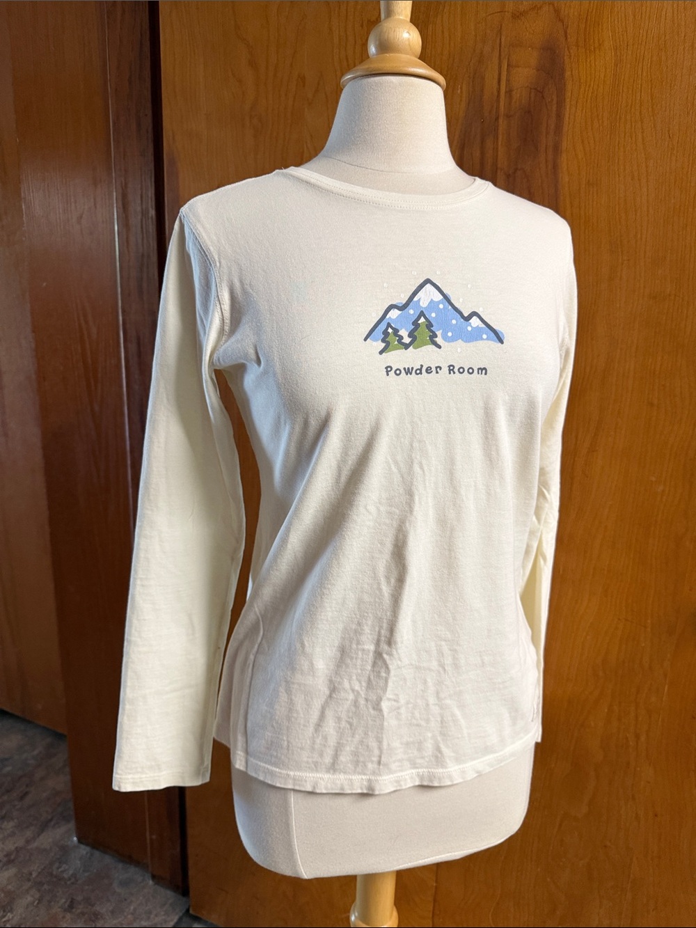LIFE IS GOOD Powder Room Women's Cream Long-Sleeve Graphic Tee S